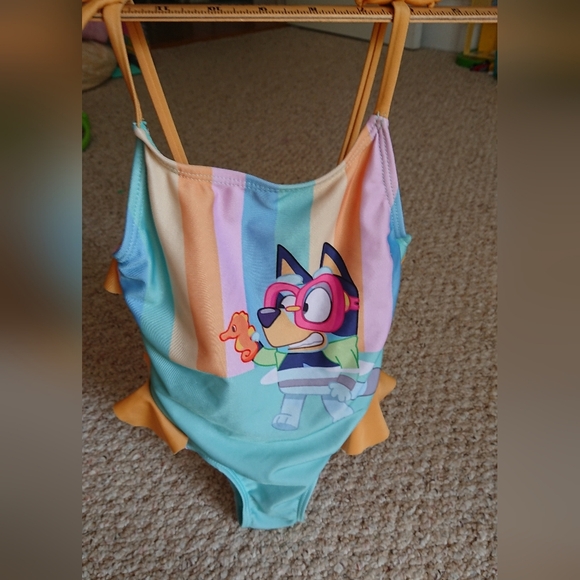 Bluey One Piece Swimsuit - Blue and Orange size 3T - Picture 2 of 13